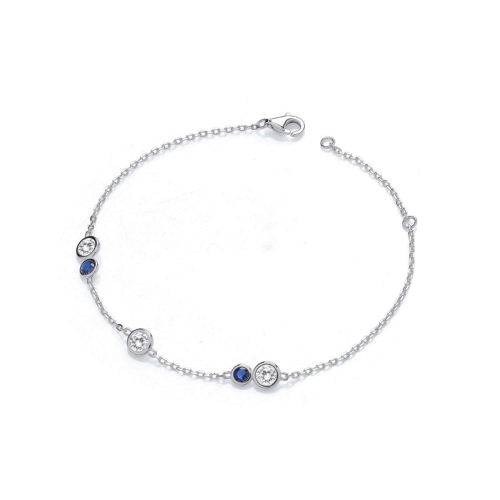 Silver Rubover Blue & Clear Cubic Zirconia's Ladies Bracelet - Fine Bracelet - Certified Auth – Luxury Jewellery by Im